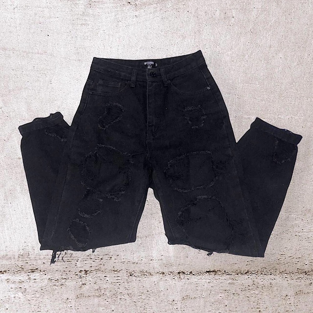 Missguided petite black riot mom jeans